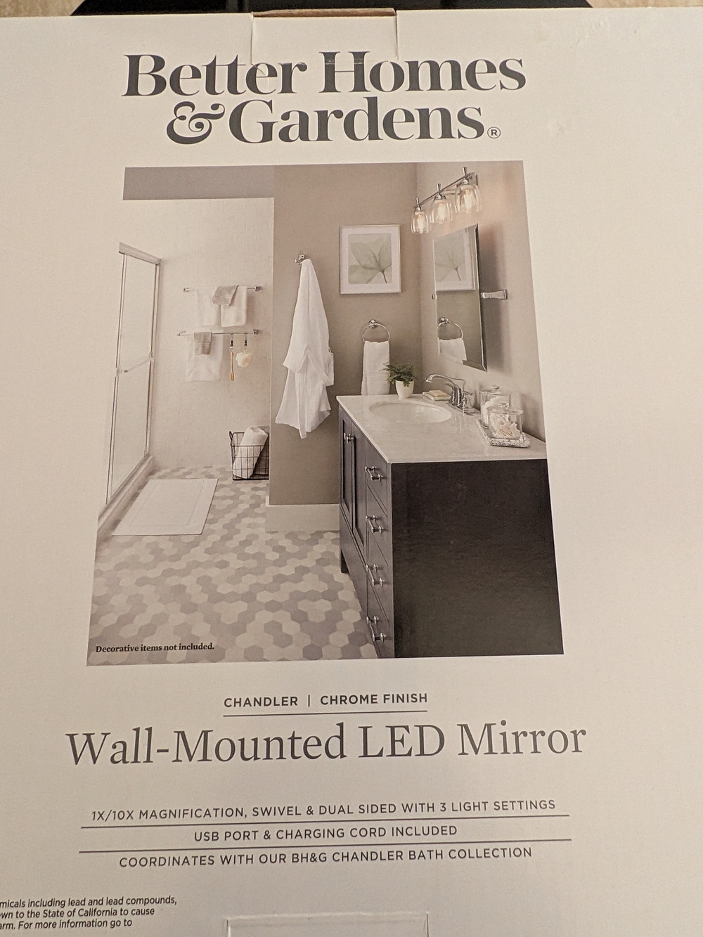 Better Homes And Gardens Chrome Finish Wall-Mounted LED Mirror - Silver